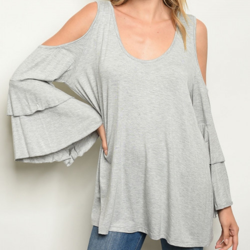 GREY BELL SEEVE TUNIC TOP